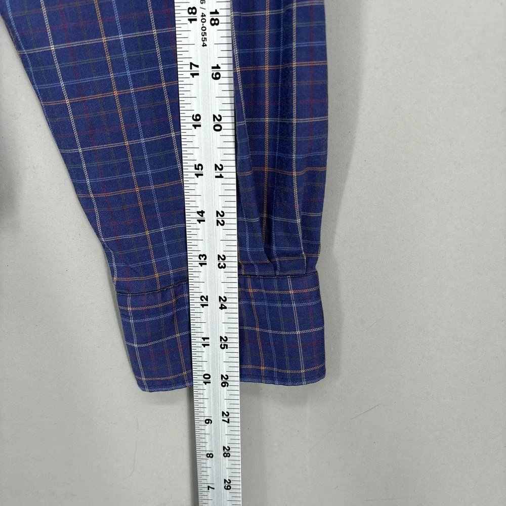 Peter Millar Shirt Mens 2XL Navy Blue Plaid Button Down Long Sleeve Stretch XXL